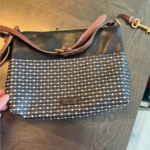 Fossil Black and Brown Crossbody Bag